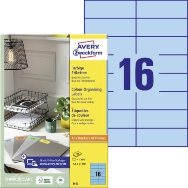 Avery univerzális címke - kék 105 x 37 mm 100 ív