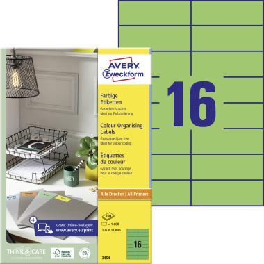 Avery univerzális címke - zöld 105 x 37 mm 100 ív