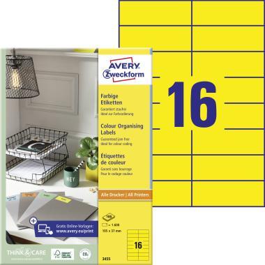 Avery univerzális címke - sárga 105 x 37 mm 100 ív
