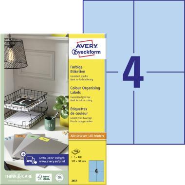 Avery univerzális címke - kék 105 x 148 mm  100 ív