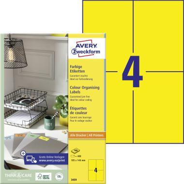 Avery univerzális címke - sárga 105 x 148 mm 100 ív