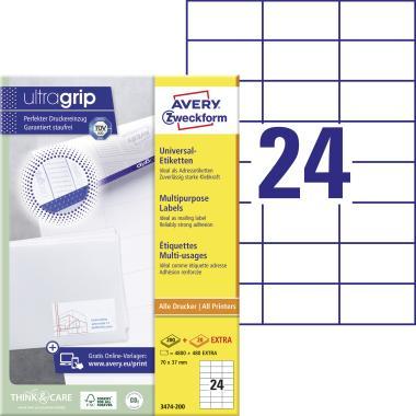 Avery univerzális címke 70 x 37 mm - fehér 200+20 ív