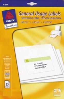 Avery univerzális címke - fehér 70 x 36 mm