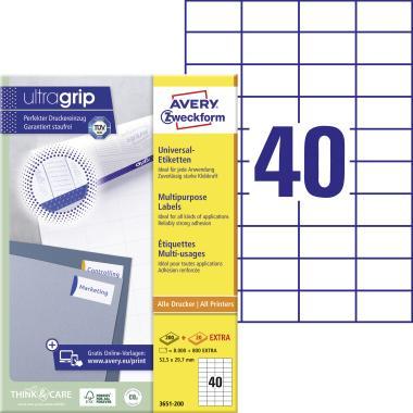 Avery univerzális címke 52,5 x 29,7 mm - fehér 200+20 ív
