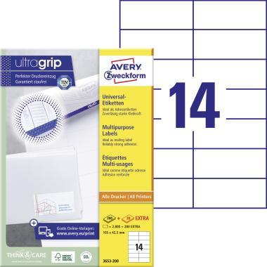 Avery univerzális címke 105 x 42,3 mm - fehér 200+20 ív
