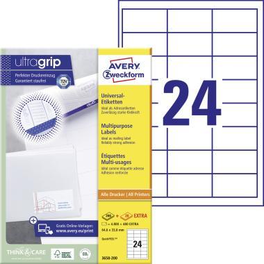 Avery univerzális címke 64,6 x 33,8 mm - fehér 200+20 ív