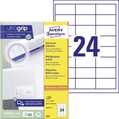 Avery univerzális címke 64,6 x 33,8 mm - fehér 100 ív