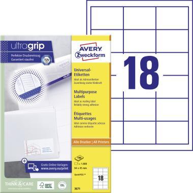 Avery univerzális címke - fehér 64 x 45 mm 100 ív