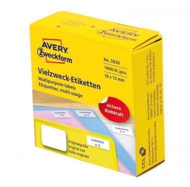 Avery univerzális címkék adagoló dobozban 18x12mm - fehér