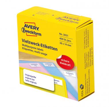Avery univerzális címkék adagoló dobozban 38x14mm - fehér