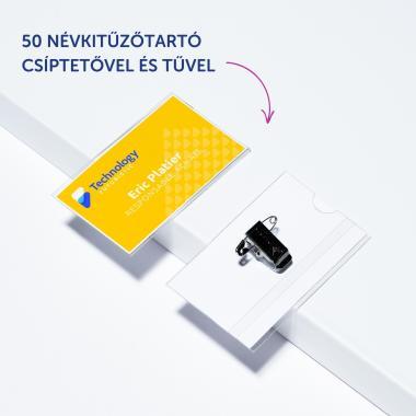 Avery névkitűző szett csíptetővel és tűvel, 54 × 90 mm, 50 db - fehér