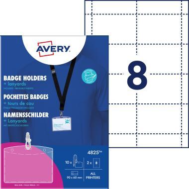 Avery névkitűző szett nyakpánttal, 60 × 90 mm, 10 db - fekete