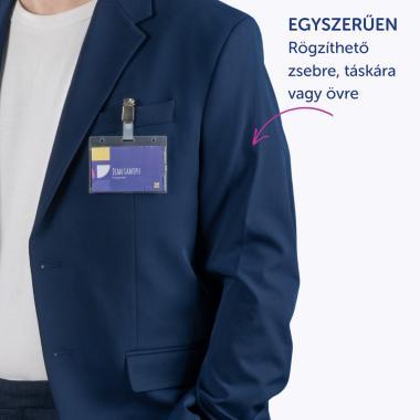 Avery kártyatartó csíptetővel, 1 kártyához, 85 × 54 mm, 25 db - átlátszó