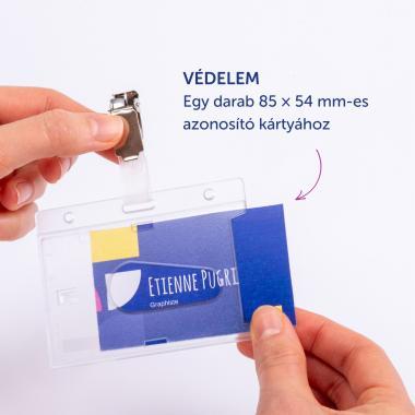 Avery kártyatartó csíptetővel, 1 kártyához, 85 × 54 mm, 25 db - átlátszó