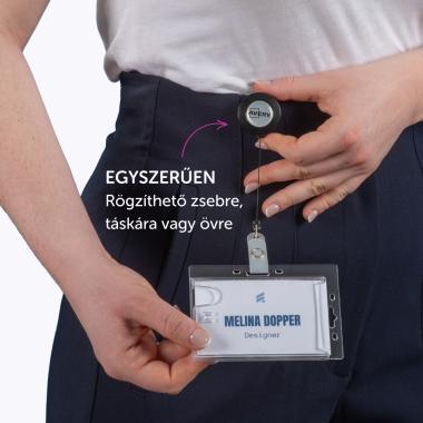 Avery kártyatartó kihúzható rendszerrel és csíptetővel, 2 kártyához, 90 × 54 mm, 10 db - átlátszó
