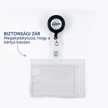 Avery kártyatartó kihúzható rendszerrel és csíptetővel, 2 kártyához, 90 × 54 mm, 10 db - átlátszó