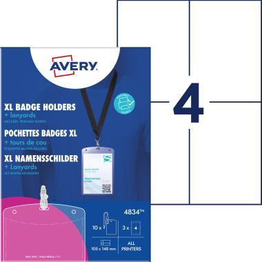 Avery igazolványtartó szett XL nyakpánttal, 105 × 148 mm, 10 db - átlátszó