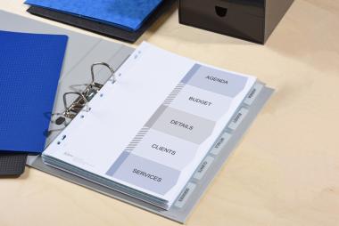 Elválasztólap  A4 5lapos PP nyomtatható füllel