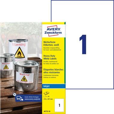 Avery időjárásálló fehér poliészter címke 210 x 297 mm
