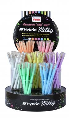 Pentel zselés kupakos rollertoll Hybrid Milky pasztell 0,8 mm 84 db-os töltött display