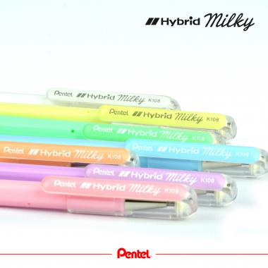 Pentel zselés kupakos rollertoll Hybrid Milky pasztell 0,8 mm - lila