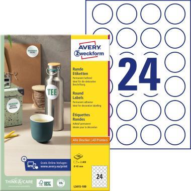Avery címke Ø 40 mm - fehér 100 ív