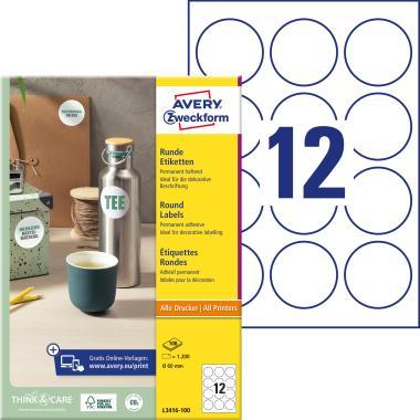 Avery címke Ø 60 mm - fehér 100 ív