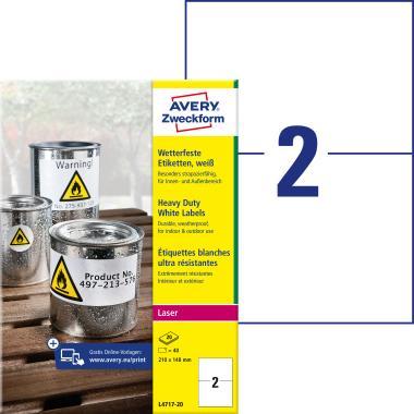 Avery időjárásálló fehér poliészter címke  210x148 mm