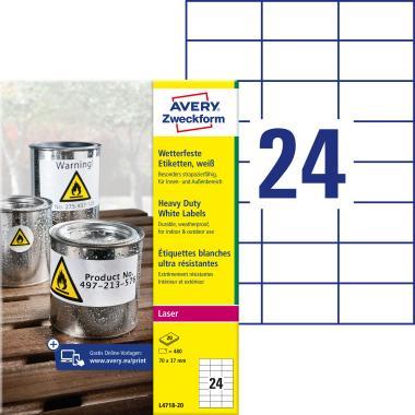 Avery időjárásálló fehér poliészter címke 70 x 37 mm