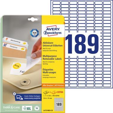 Avery univerzális visszaszedhető címke 25,4 x 10 mm