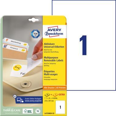 Avery univerzális visszaszedhető címke 210 x 297 mm