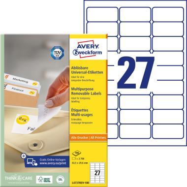 Avery univerzális visszaszedhető címke - fehér 63,5 x 29,6 mm 100 ív