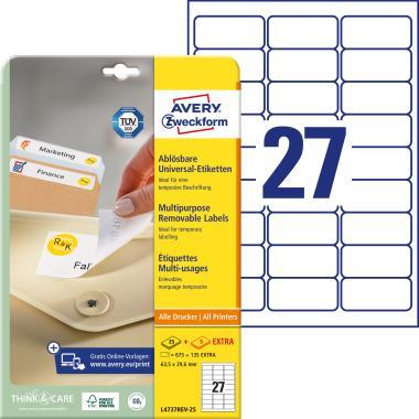 Avery univerzális visszaszedhető címke 63,5 x 29,6 mm