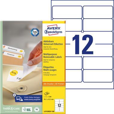 Avery univerzális visszaszedhető címke - fehér 99,1 x 42,3 mm 100 ív