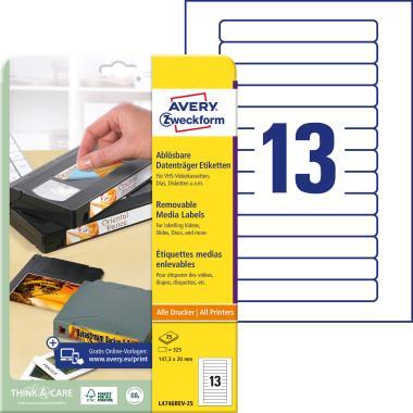 Avery visszaszedhető címke videókazetta gerincre 147,3 x 20 mm