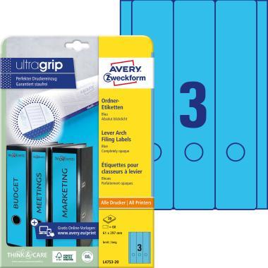 Avery iratrendező címke kék 61 x 297 mm