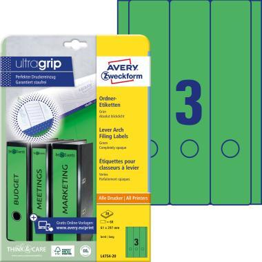 Avery iratrendező címke zöld 61 x 297 mm