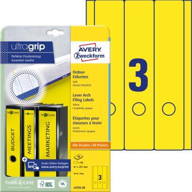 Avery iratrendező címke sárga 61 x 297 mm
