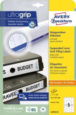 Avery függőmappa címke 34 x 297 mm