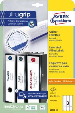 Avery iratrendező címke fehér 61 x 297 mm