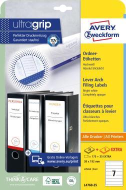 Avery iratrendező címke fehér 38 x 192 mm