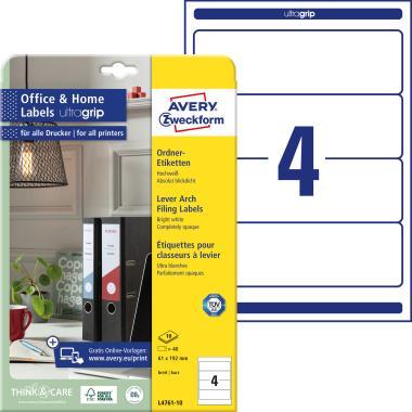 Avery iratrendező címke fehér 192 x 61 mm