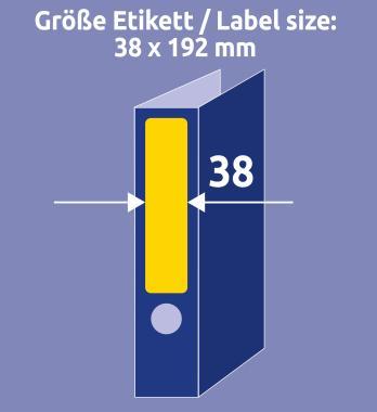 Avery iratrendező címke sárga, 192 x 38 mm