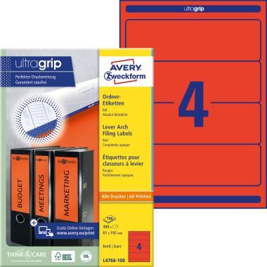Avery iratrendező címke - piros 192 x 61 mm 100 ív