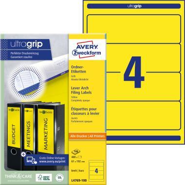 Avery iratrendező címke - sárga 192 x 61 mm 100 ív
