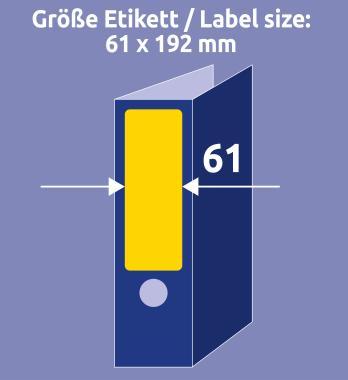 Avery iratrendező címke sárga, 192 x 61 mm
