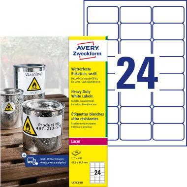 Avery időjárásálló fehér poliészter címke 63,5 x 33,9 mm