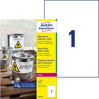 Avery időjárásálló fehér poliészter címke 210 x 297 mm