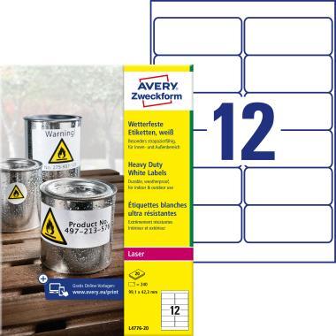 Avery időjárásálló fehér poliészter címke 99,1 x 42,3 mm