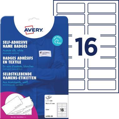 Avery öntapadó névcímke acetátselyem, 88,9 × 31 mm, 320 db - fehér